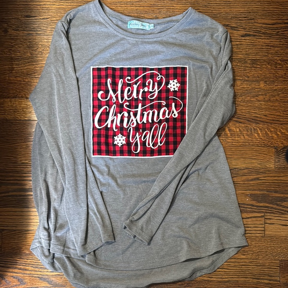 Southern Grace Charcoal Long Sleeve Top